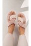 Color Contrasted Cross Plush Comfortable Sole Home Slippers - 2