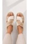Color Contrasted Cross Plush Comfortable Sole Home Slippers - 2
