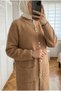 Women's Livia Stone Buttoned Bearded Knitwear Long Cardigan - 2