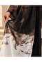 Luxury Abstract Print Open Abaya with Matching Hijab/Shawl – Black, Mocha & Ivory - 5