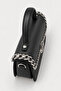 Quilted Embroidered Stone Detailed Long Strap Women's Stylish Hand and Shoulder Bag Black - 6