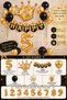 Party 4 Years Black Gold Birthday Party Set Number Foil Balloon Crown Happy Banner Balloon Decoration Set 1-9 Years - 3