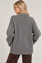 Women's Gray V-Neck Buttoned Loose Cut Long Sleeve Knitwear Cardigan - 3