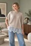 Women's Skirt with Lace Edge Merserized Knitted Blouse - 2