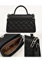 Quilted Embroidered Stone Detailed Long Strap Women's Stylish Hand and Shoulder Bag Black - 4