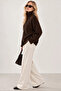 Women's Black Stand Collar Buttoned Oversize Knitwear Cardigan with Shoulder Epaulettes - 3