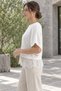 Women's Skirt with Lace Edge Merserized Knitted Blouse - 2