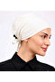 Seamless Combed Cotton Bonnet Women's Hijab with Tie Ecru - 3