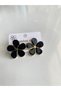 Earrings- Steel Black Earrings with Flowers - 7