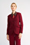 Burgundy Collarless Jacket Classic Suit