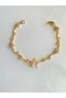 Steel Bracelet - Bracelet with Bow Detail, Pink Stones, Leaves and Flowers - 8