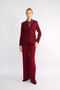 Burgundy Collarless Jacket Classic Suit - 6