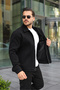 Black Men's Cashmere Jacket with Zipper, Modern Cut - 3