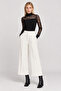 Patterned Tulle Detailed Ribbed Knitted Blouse Lrn0070 Black - 4