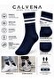 Unisex 6 Pairs Cotton Woven Circle Patterned Striped Tennis College Socks - 2