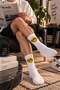 Smile Written Smiling Face Patterned White Unisex Socks - 3