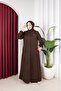 Winter Chenille Fabric Plain Râna Ferace with Embroidery Detail (Bitter Brown) - 5