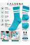 Unisex 6 Pairs Cotton Woven Circle Patterned Striped Tennis College Socks - 2
