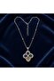 Silver Color Zircon Stone Four-Leaf Clover Steel Necklace - Tarnish Resistant - 45cm - 4