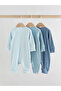 Organic Cotton Blue Two-Way Ribbed Footless Double Zipper 3-Piece Sleeping Bag Set Alyf13419 - 2