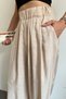 Women's Elastic Waist High Waist Parachute Fabric Palazzo Trousers 6013 Beige - 5
