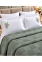 Olive Waffle Textured Embroidered Ruffled 100% Cotton 6 Piece Double Green Pique Set
