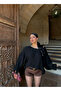 Black Batwing Oversize Knit Sweater - 4