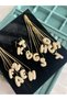 Stone-Encutured A-Letter Necklace - Gold - 2