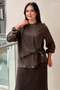 Fuat Gürşen Tie-Front Tunic and Square Patterned Skirt Set - 4