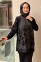 Fuat Gürşen Embossed Floral Detailed Fabric with Stamp Embroidery Mix Velvet Cap - 2