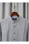 Men's Slim Fit Long Sleeve Linen Striped Judge Collar Shirt - 4