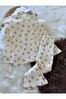 Girl's Floral Patterned Spanish Flared Ribbed Top and Bottom Set