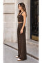 Women's Stone Button Detailed Blouse Top and Wide Leg Pants Two-Piece Set 8024 - 6