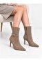 Mink Nubuck 8.5cm Thin Heel Pointed Toe Zipper Women's Boots