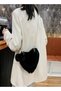 Girls Heart Shaped Fluffy Faux Fur Handbag for Women Soft Small Shoulder Bag Clutch Purse - 2
