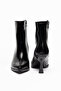 Women's Short Side Zipper Heeled Black Shoes - 3