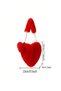 Girls Heart Shaped Fluffy Faux Fur Handbag for Women Soft Small Shoulder Bag Clutch Purse - 5