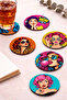 Pop Art Retro Girls Wooden Mdf 6-Piece Coasters |   Wooden Coffee & Tea Coaster - 3