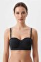 Black Women's Premium Laser Cut Seamless Supportless Wire-Free Removable Strap Strapless Bra - Non-Marking Comfortable Underwear - 5
