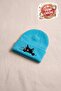 Folded Knitted Beanie with Cat Embroidery Detail - Cute Colorful Winter Beanie