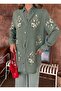 Women's Front Beaded Embroidered Denim Oversize Shirt - 2