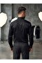 Men's Slim Fit Lettered Long Sleeve 100% Cotton Satin Shirt - 3