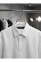 Men's Slim Fit Lettered Long Sleeve 100% Cotton Satin Shirt - 4