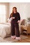 New Season Women's Velvet Crew Neck Plush Detailed Special Design Long Sleeve Plus Size (Oversize) Pajama Set - 5