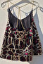 Gold Chain Back Strap Design Sequined Glitter Disco Club Glam Mesh Sparkly Party Glittery Flowy Crop Top - 3