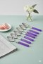 Set of 6 Stainless Steel Purple Dessert Spoons