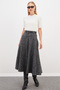 Gray Belted Maxi Skirt - 3