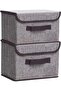 Small Storage Bins, 2Pcs Grey Foldable Fabric Storage Box with Lids, Collapsible Home Storage