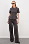 Elastic Waist Knitwear Palazzo Trousers - 3
