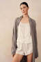 Women`S Silk Waved Edge Shorts Pajama Set - Cream, XL - 5